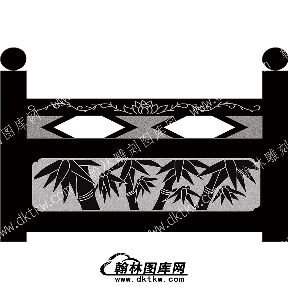 墓碑栏板竹子花草线雕图（MBLB-442）.jpg