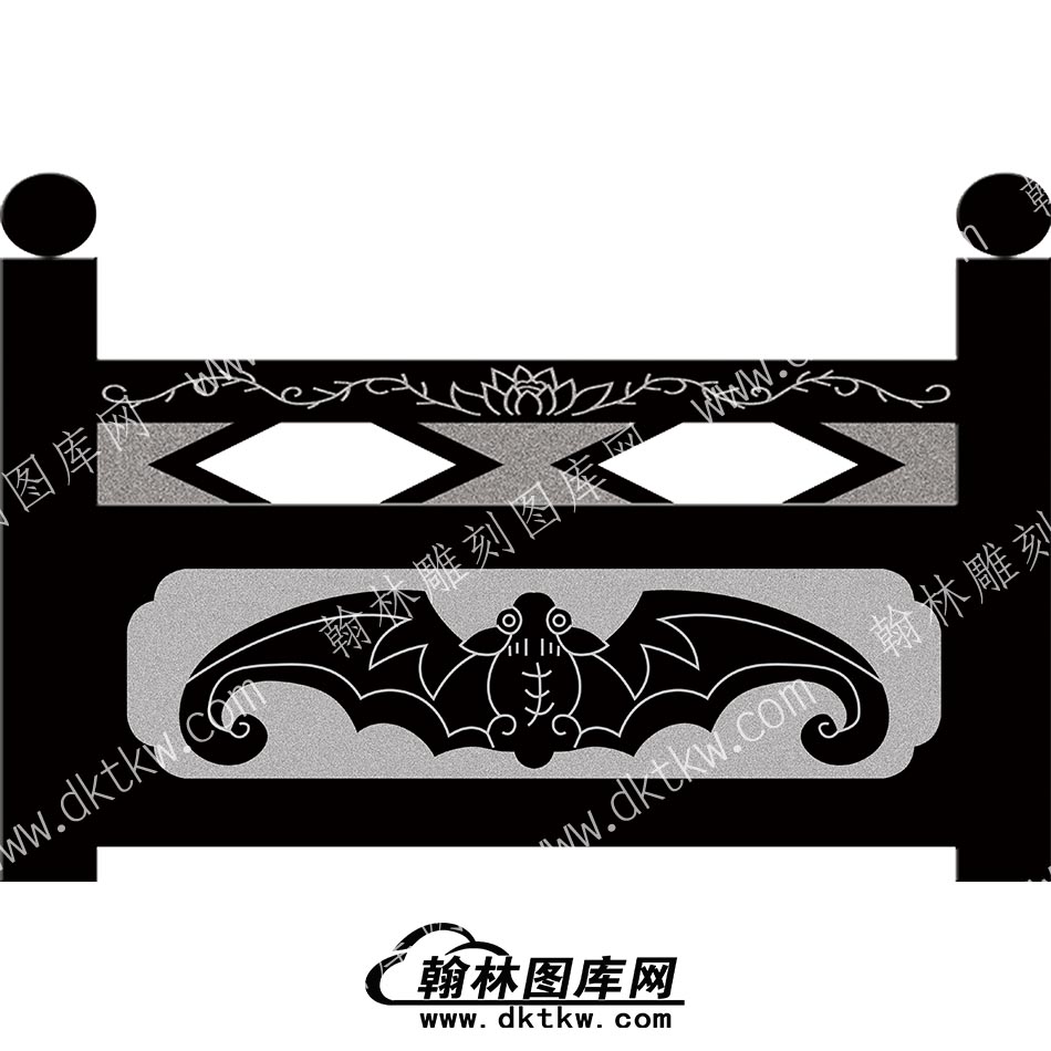 墓碑栏板蝙蝠线雕图（MBLB-409）.jpg