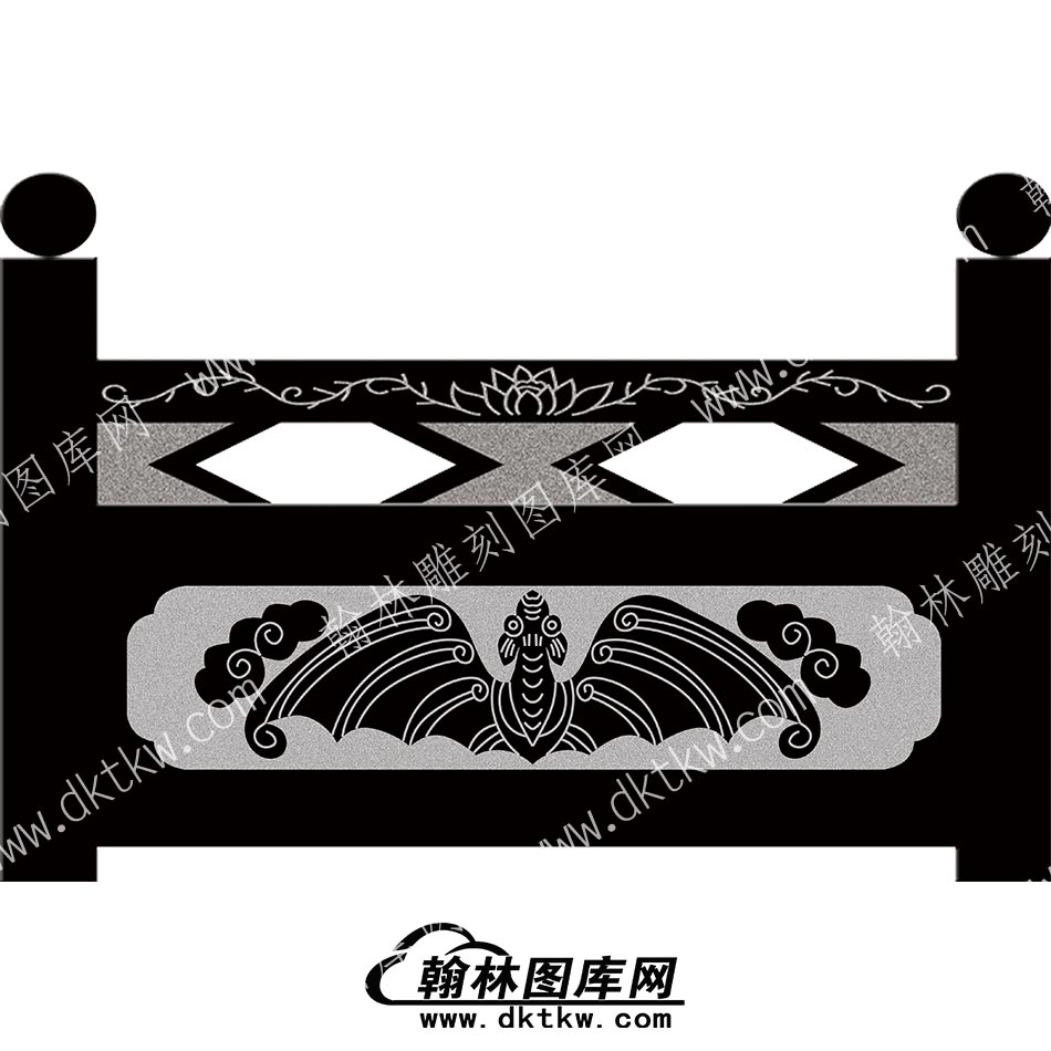 墓碑栏板蝙蝠线雕图（MBLB-418）.jpg