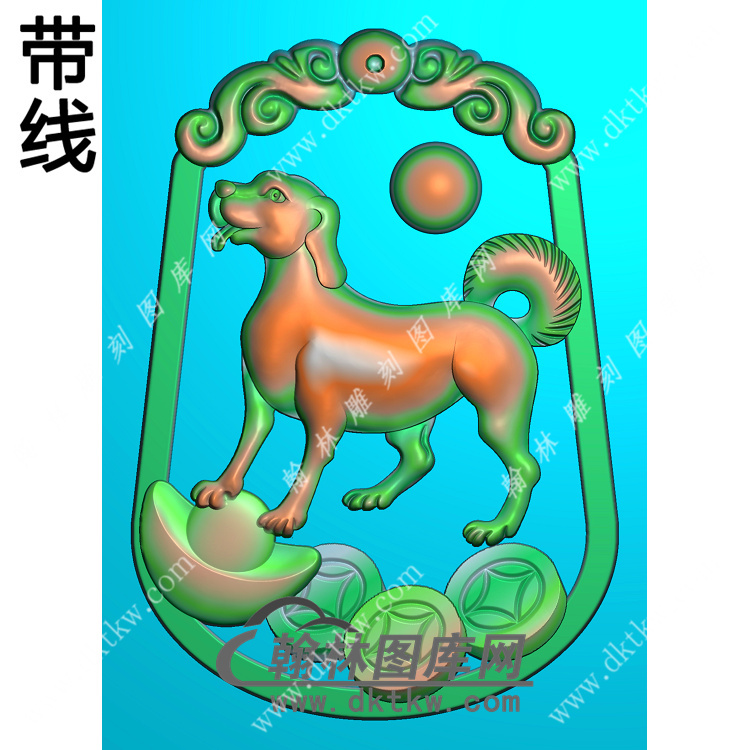 洋花牌头狗挂件带线精雕图（GG-011).jpg