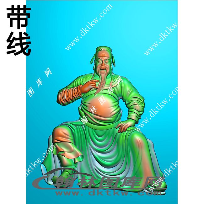 人物专区 关公坐姿带线精雕图(ZSJD-0511).jpg