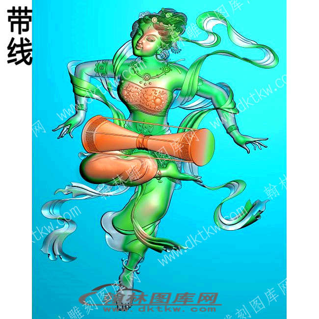 击鼓起舞仕女歌伎带线精雕图浮雕图(ZSRW-0719).jpg