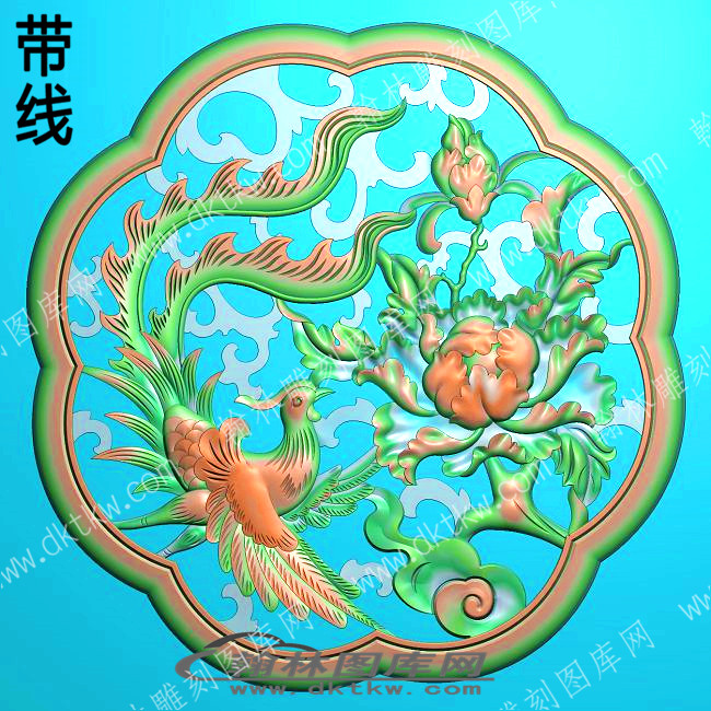 牡丹凤凰花鸟圆盘带线精雕图(ZSHN-0714).jpg