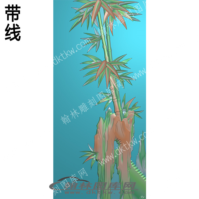 中式精雕图 山水专区 竹子石头带线(ZSJD-0144).jpg