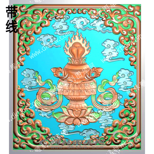 藏式八宝方形宝瓶带线精雕图(ZSBB-0209).jpg