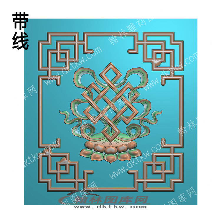 藏式八宝吉祥结花格框带线精雕图（ZSBB-04-07).jpg