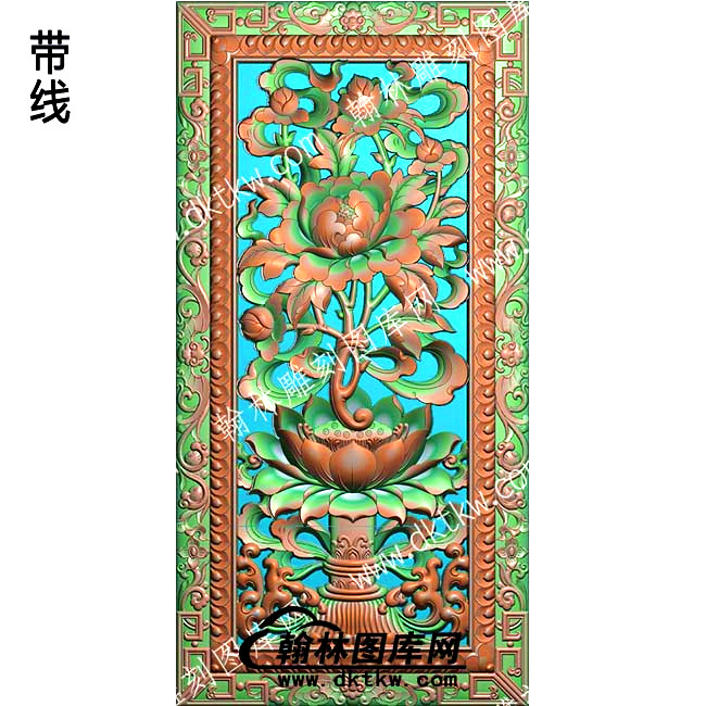 藏式八宝莲花蝙蝠框带线精雕图（ZSBB-05-05).jpg