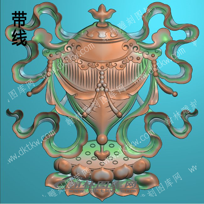 藏式八宝伞莲花底座带线精雕图（ZSBB-06-10).jpg