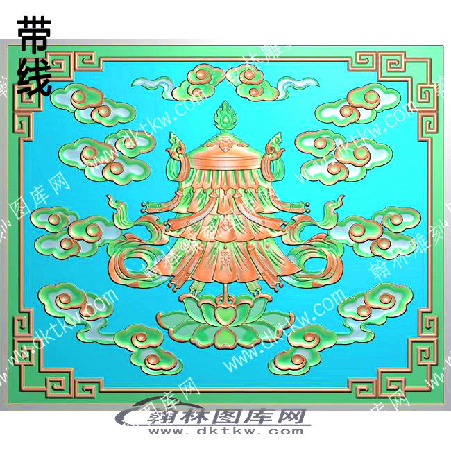 藏式雪域八宝胜利幢带线精雕图（ZSBB-07-15).jpg