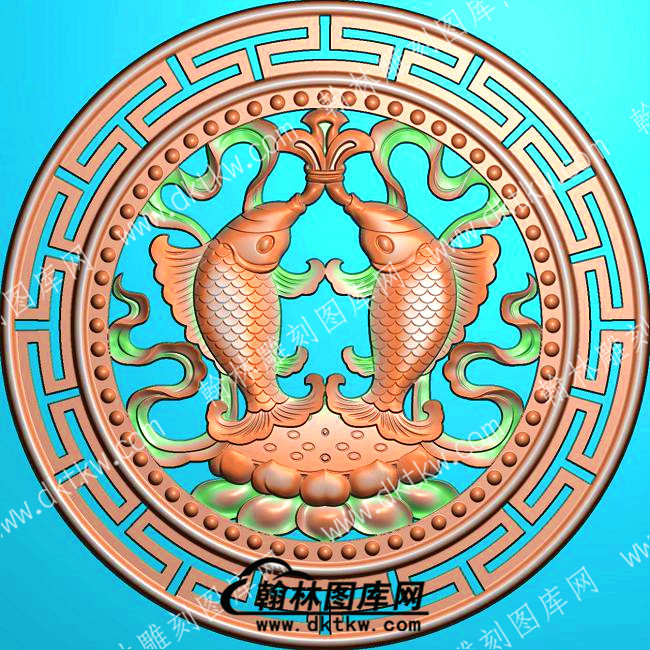 藏式八宝圆形双鱼挂件带线精雕图（ZSBB-08-10).jpg