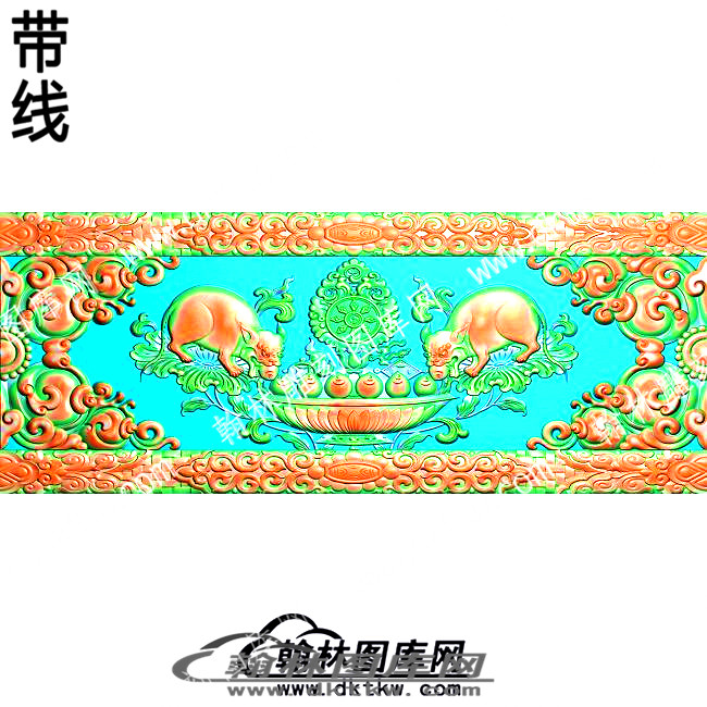 藏式动物吐宝鼠洋花边框精雕图(ZSDW-02-05).jpg