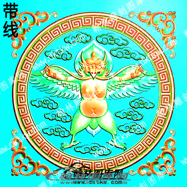 藏式妙翅鸟圆形精雕图(ZSGJ-007).jpg