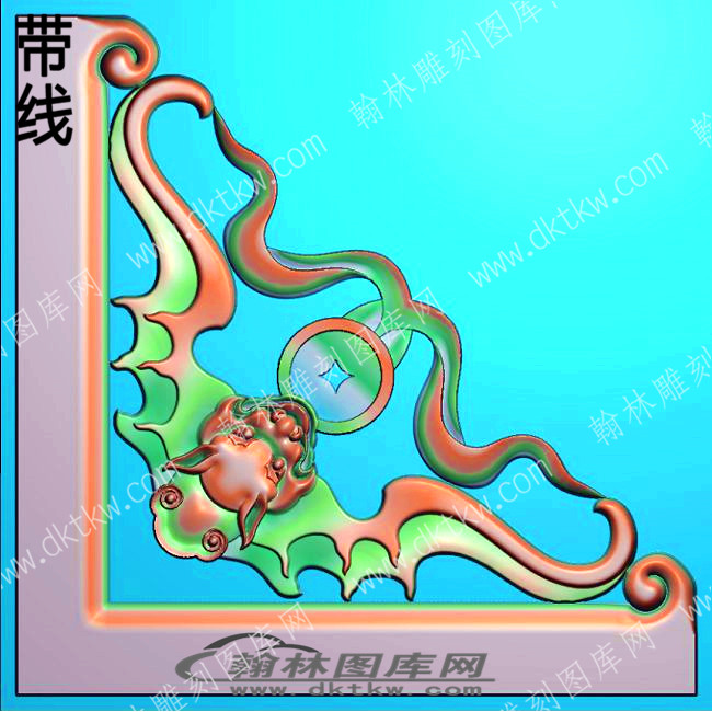 藏式家具蝙蝠角花带线精雕图(ZSJJ-01-01).jpg