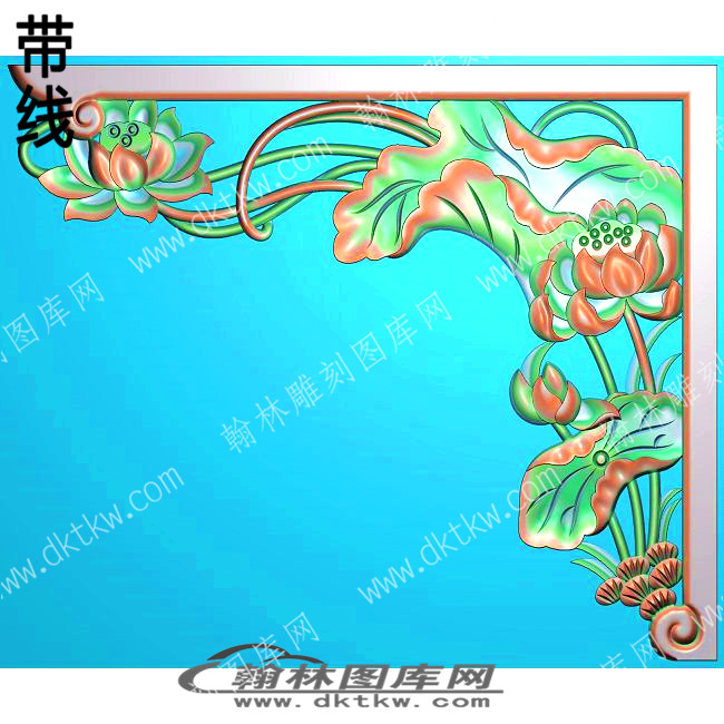 藏式家具荷花1角花带线精雕图(ZSJJ-01-15).jpg