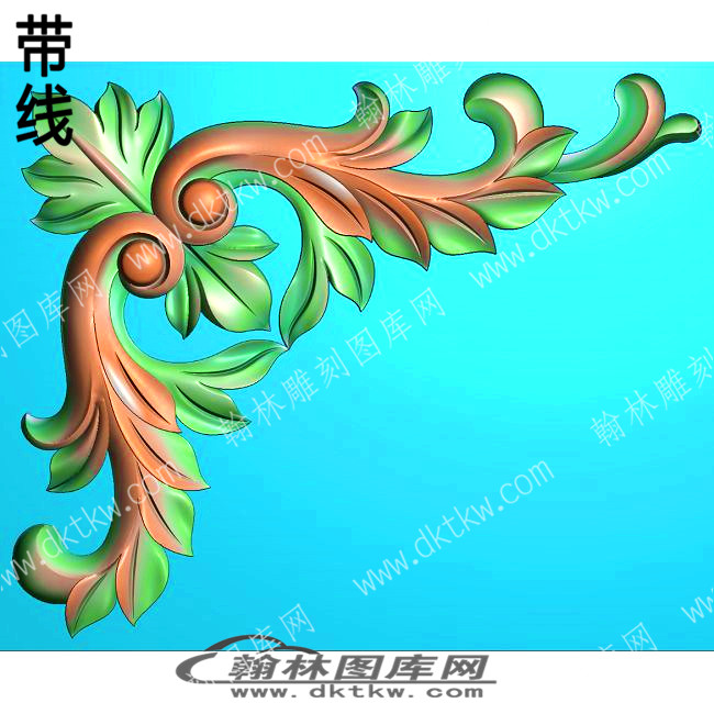 藏式家具洋花1角花带线精雕图(ZSJJ-01-32).jpg