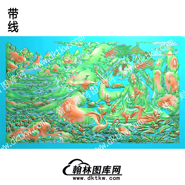 藏式吉祥画六长寿2无框带线精雕图(ZSJJ-02-06).jpg