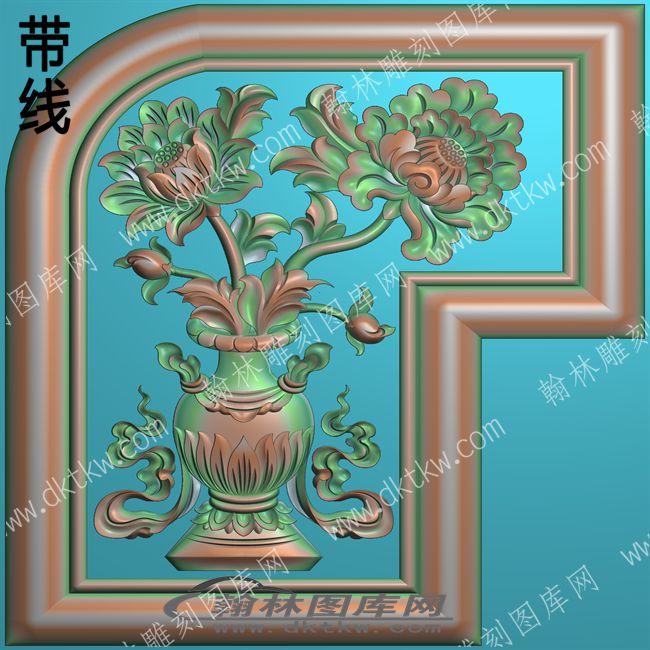 藏式家具扶手荷花带线精雕图(ZSJJ-05-02).jpg