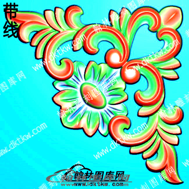 藏式家具洋花角花带线精雕图(ZSJJ-06-16).jpg