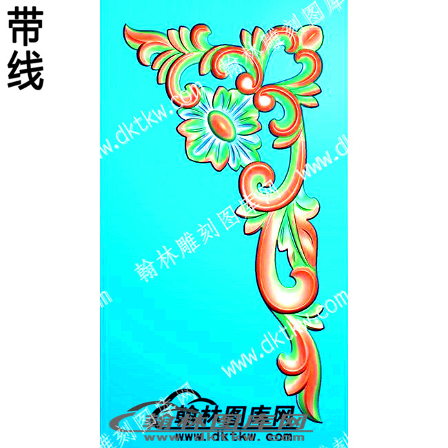 藏式家具长洋花角花带线精雕图(ZSJJ-06-17).jpg