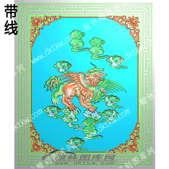 藏式背板 藏式雷震子带线精雕图(ZSJJ-07-03).jpg