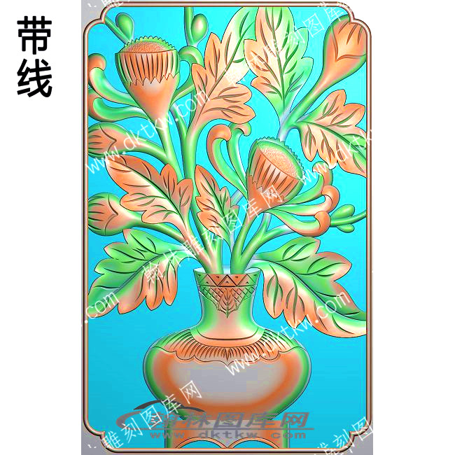 藏式插花窄花瓶带线精雕图(ZSJJ-07-05).jpg