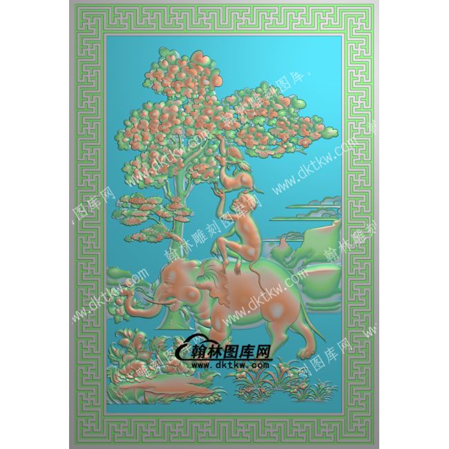 藏式吉祥画 和气四瑞图带线精雕图(ZSJJ-07-12).jpg