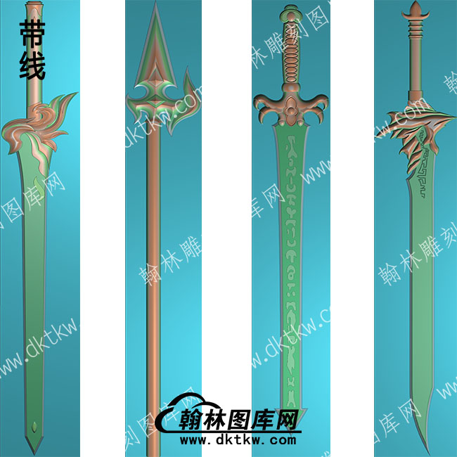 工艺品游戏宝剑凤求凰魔剑韩信四套组合精雕图(DJF-369).jpg