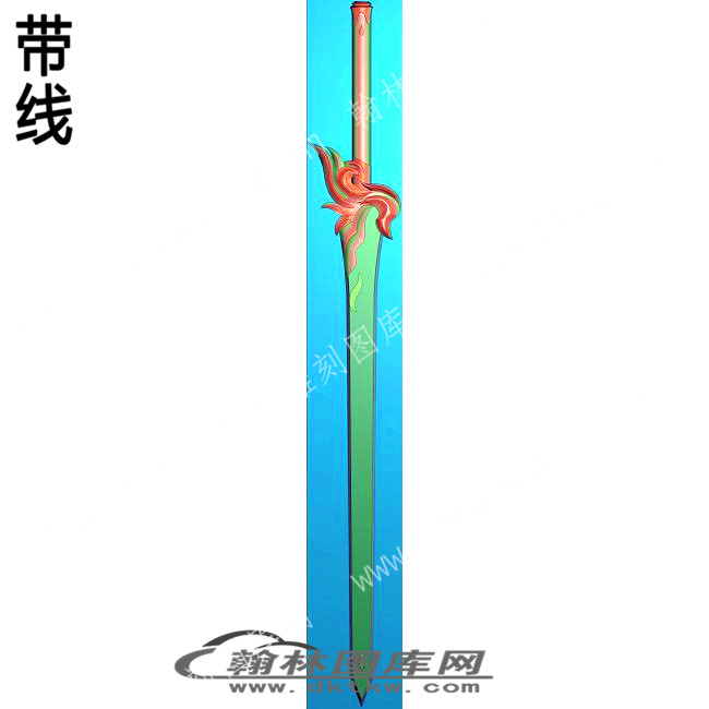 工艺品游戏武器宝剑凤求凰新带线精雕图(DJF-374).jpg