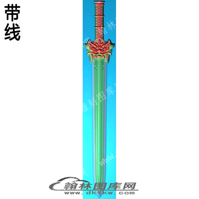 工艺品游戏武器宝剑兽头宝剑带线精雕图(DJF-384).jpg