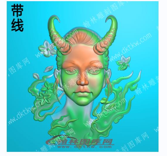 卡通人物漫画羊角美女.jpg