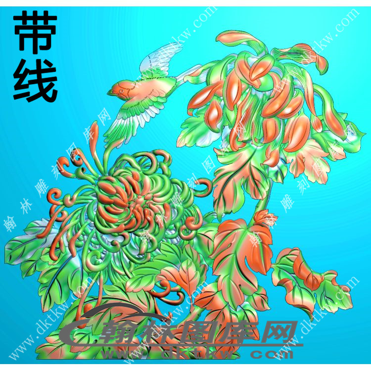 中式植物菊花精雕图（ZSZW-002）.jpg
