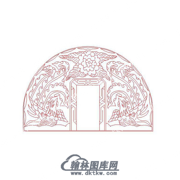 墓碑碑头双凤矢量线雕图（MBBT-247).jpg