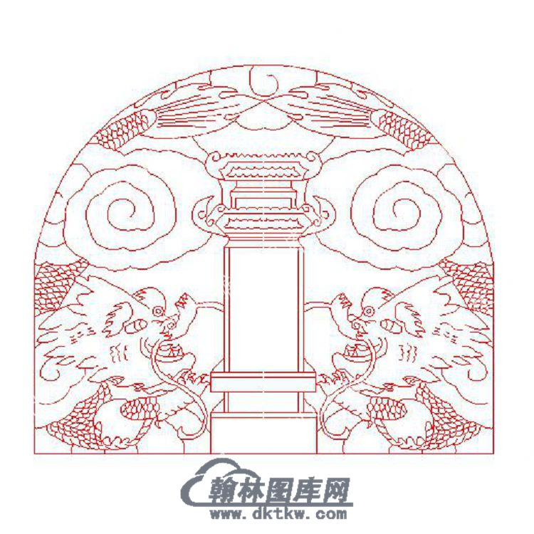 墓碑碑头双龙矢量线雕图（MBBT-249).jpg