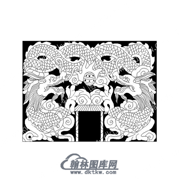 墓碑碑头双龙矢量线雕图（MBBT-263).jpg