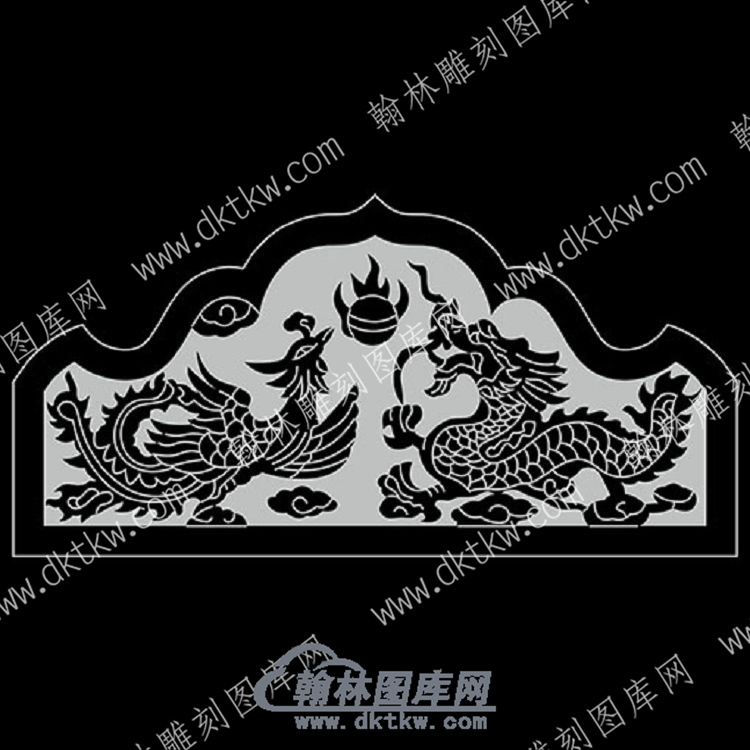 墓碑碑头太阳龙凤线雕图（MBBT-302).jpg