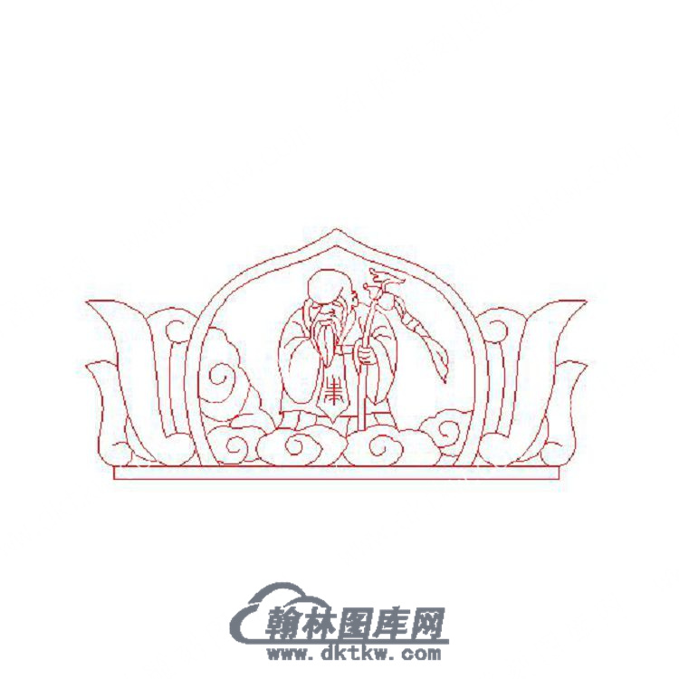 墓碑碑头寿星矢量线雕图（MBBT-210).jpg