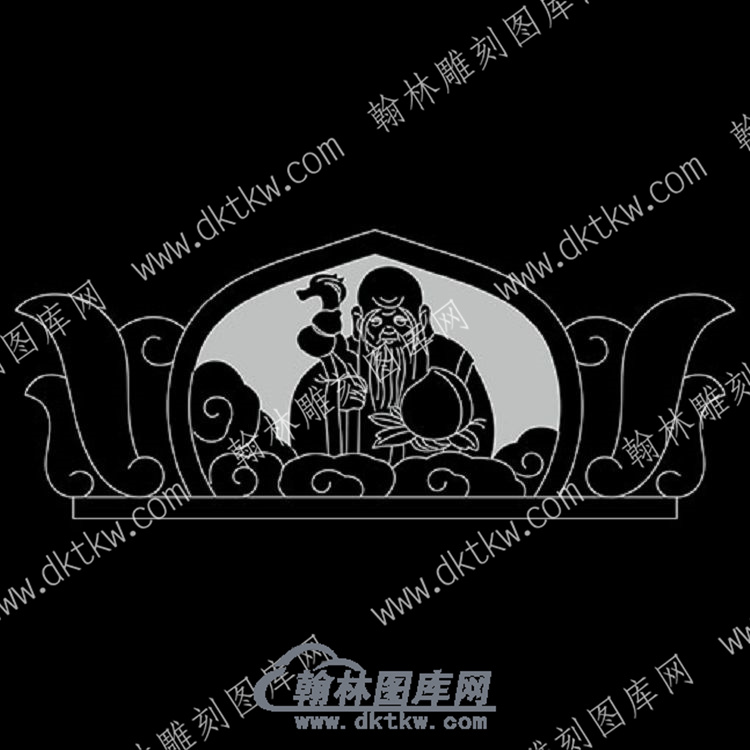 墓碑碑头寿星线雕图（MBBT-298).jpg