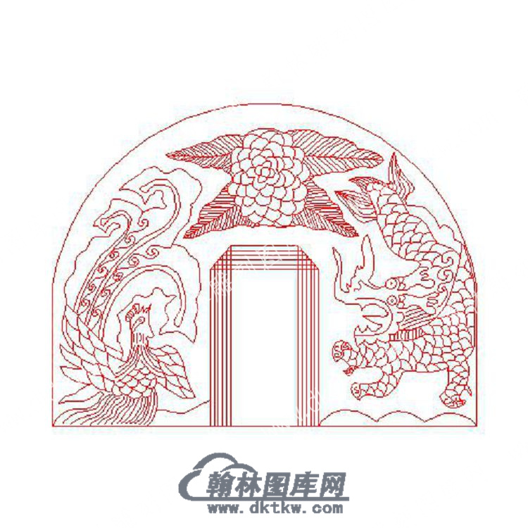 墓碑碑头龙凤矢量线雕图（MBBT-238).jpg