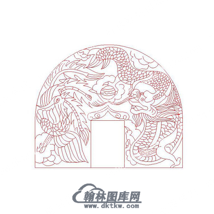 墓碑碑头龙凤矢量线雕图（MBBT-261).jpg