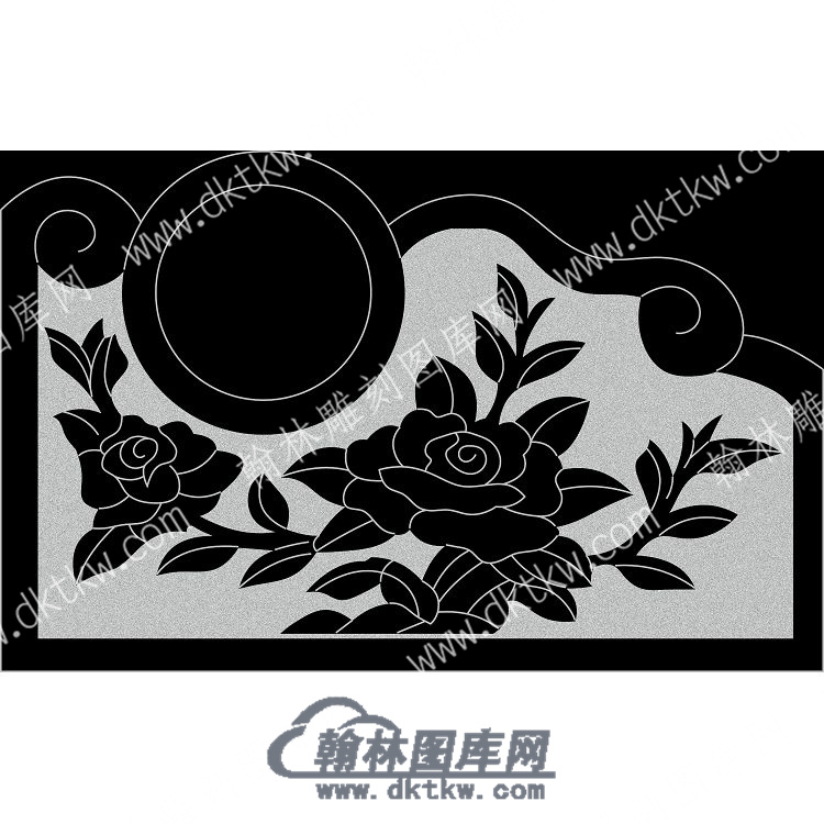 墓碑栏板花草线雕图（MBLB-551).jpg