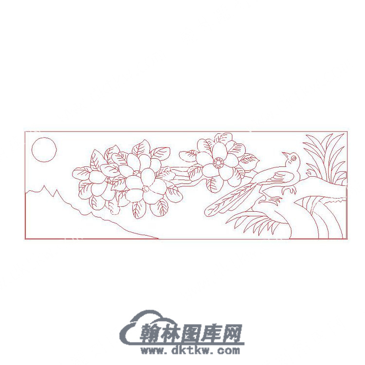 墓碑栏板花草鸟矢量线雕图（MBLB-612).jpg