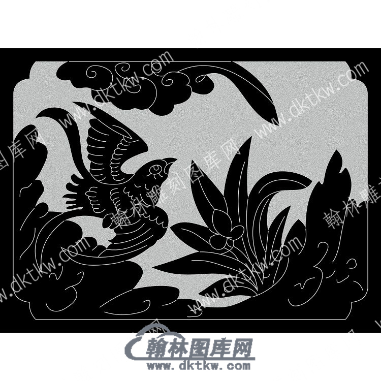 墓碑栏板花草鸟线雕图（MBLB-552).jpg