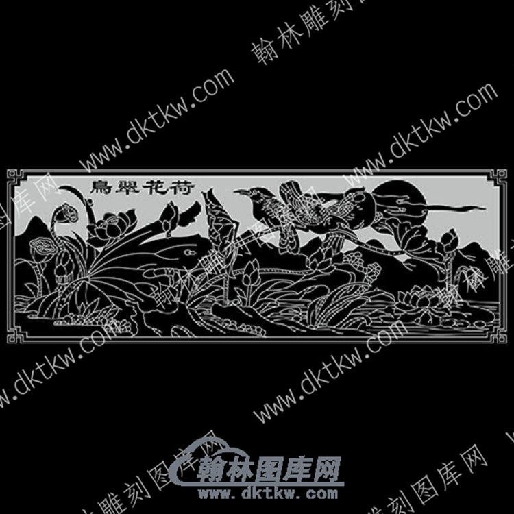 墓碑栏板鸟翠花荷线雕图（MBLB-585).jpg