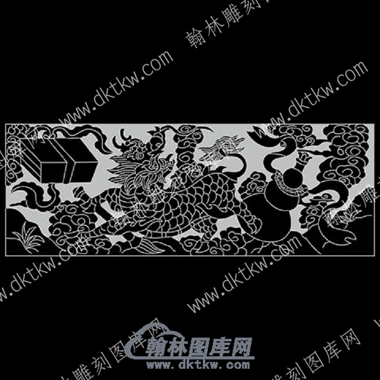 墓碑栏板龙宝葫芦线雕图（MBLB-608).jpg