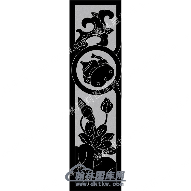 墓碑立柱宝葫芦莲花荷叶线雕图（MBLZ-164).jpg