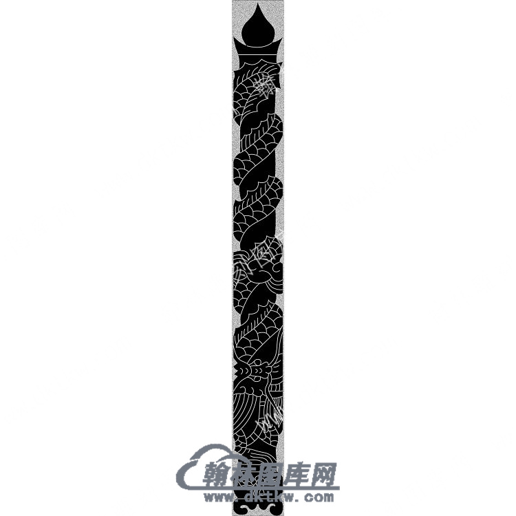 墓碑立柱盘龙线雕图（MBLZ-135).jpg