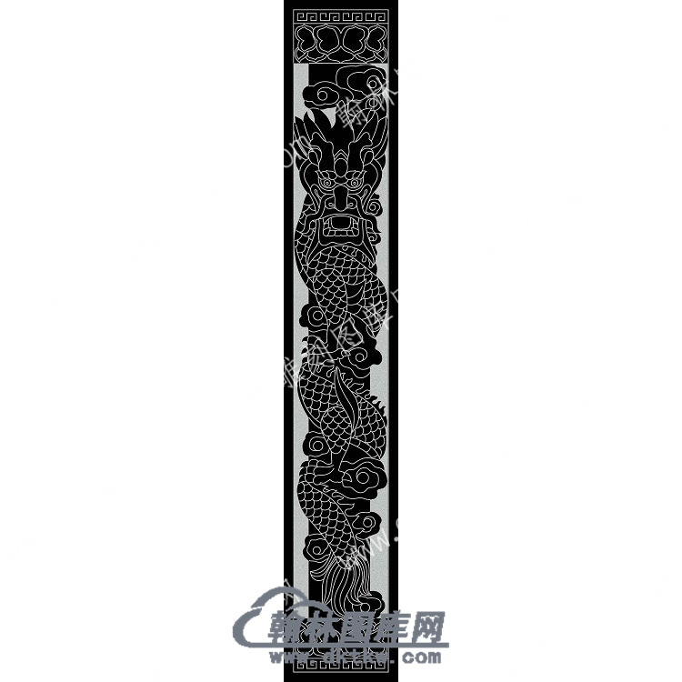 墓碑立柱盘龙线雕图（MBLZ-141).jpg
