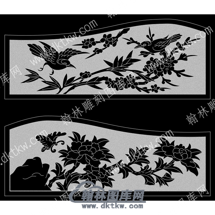 墓碑抱鼓耳朵喜上眉梢线雕图（MBBG-784).jpg