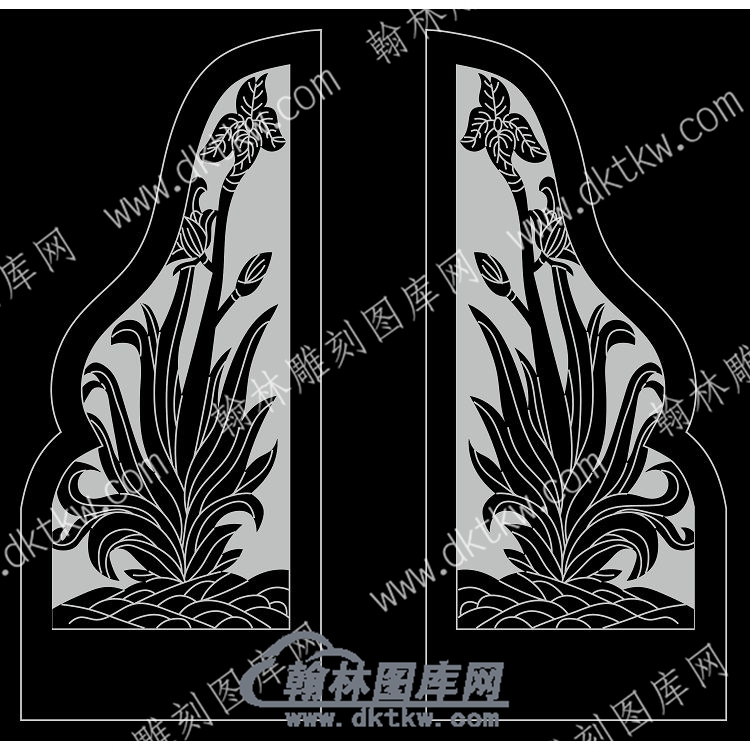 墓碑抱鼓耳朵花草线雕图（MBBG-801).jpg