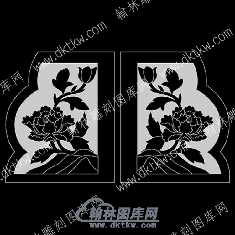 墓碑抱鼓耳朵花草线雕图（MBBG-808).jpg